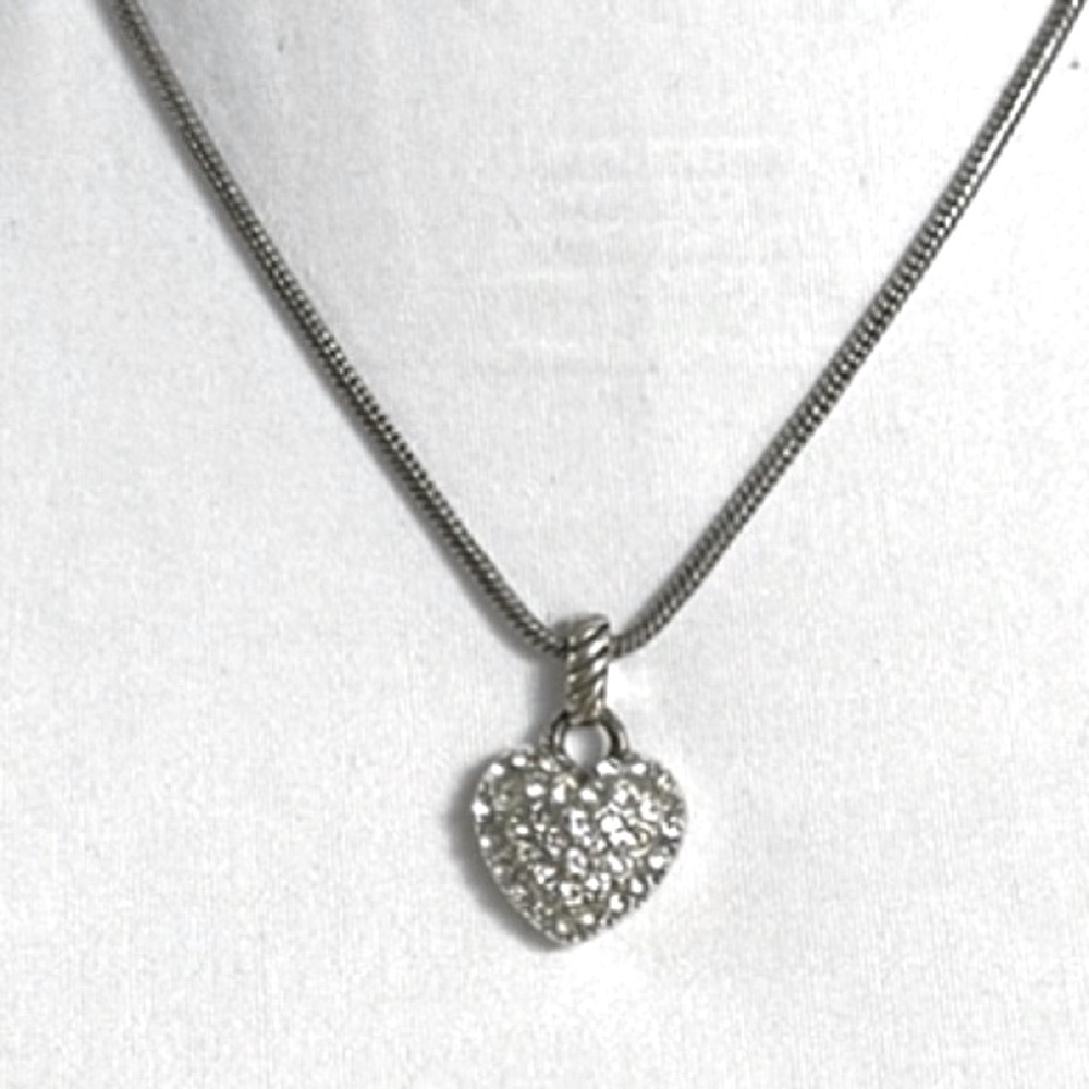 Brighton Silver Heart crystals Pendant Necklace